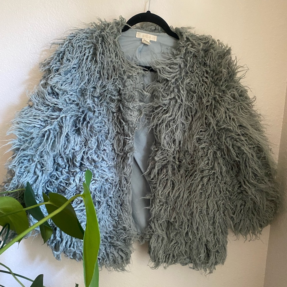 Dusty blue fuzzy jacket